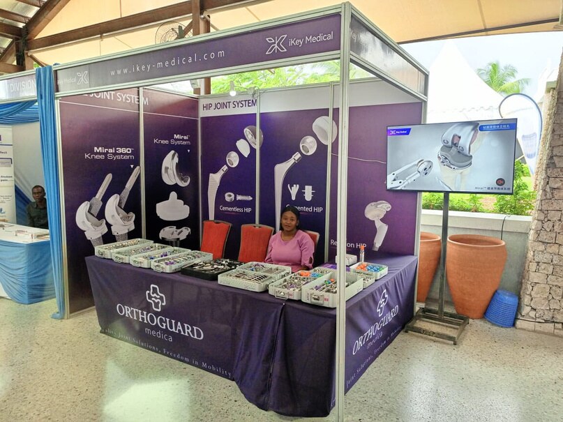 Orthoguard Medica team demonstrating hip and knee systems at the Kenya Orthopaedic Conference 2025